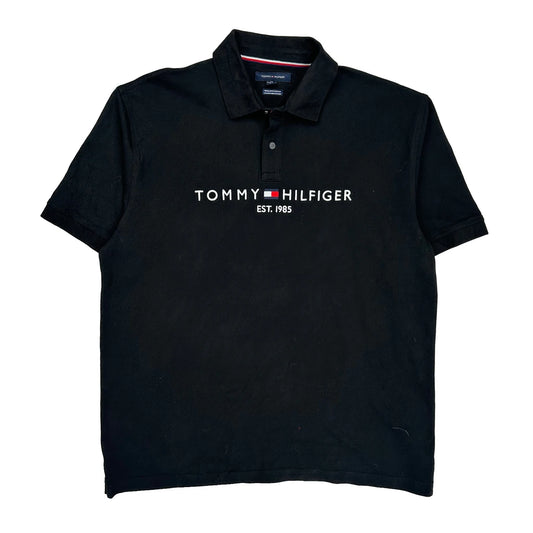 Tommy Hilfiger Spellout Polo Shirt - 2XL Black Cotton