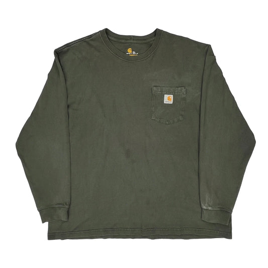Original Fit Carhartt Long Sleeve T-Shirt - 2XL Green Cotton