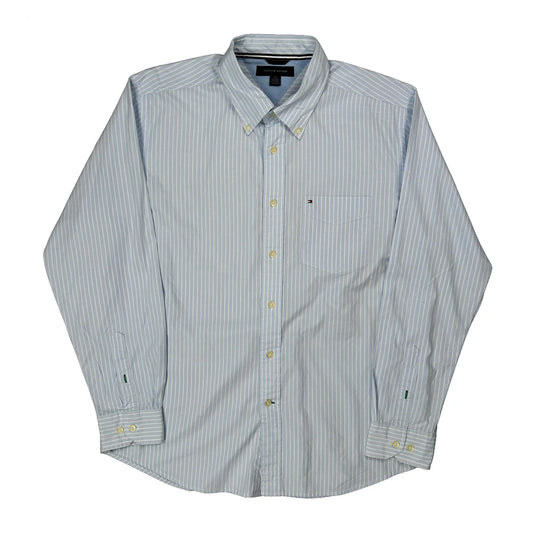 Vintage Tommy Hilfiger Striped Shirt - Large Blue Cotton