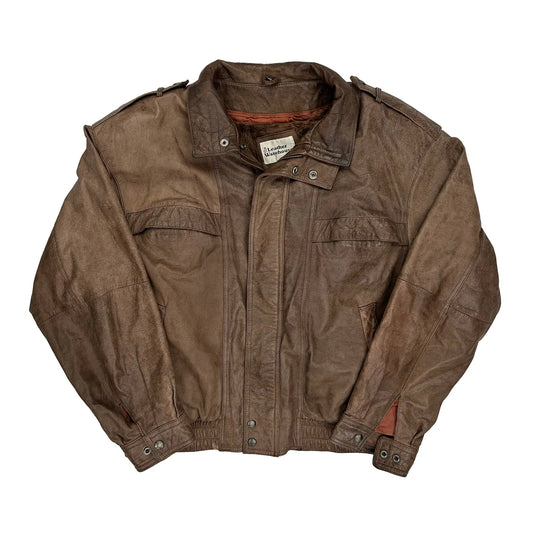 Vintage The Leather Warehouse Leather Jacket - Medium Brown Leather