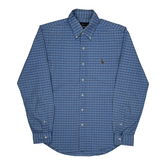 Slim Fit Ralph Lauren Checked Shirt - Medium Blue Cotton