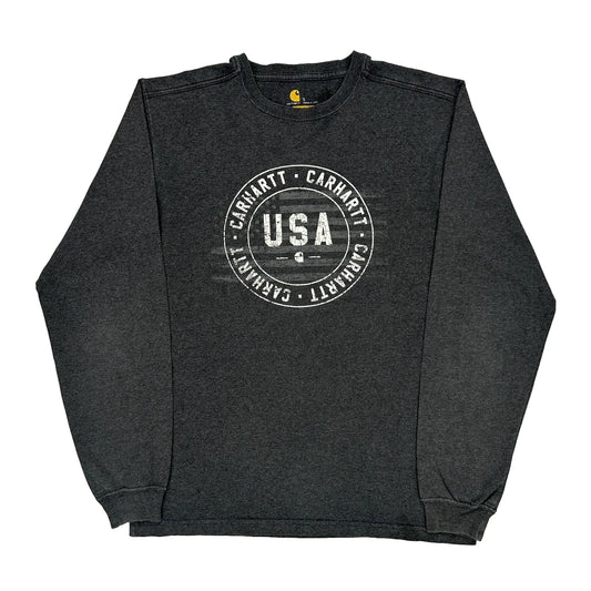 Usa Carhartt Graphic Long Sleeve T-Shirt - Small Grey Cotton