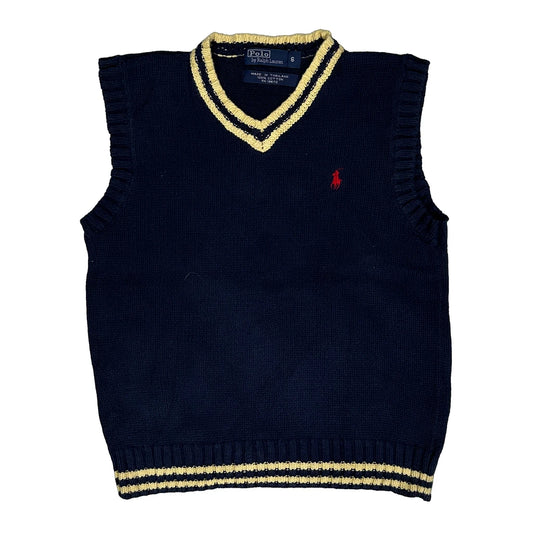 Age 5-6 Polo By Ralph Lauren V-Neck Sweater Vest - Small Navy Cotton