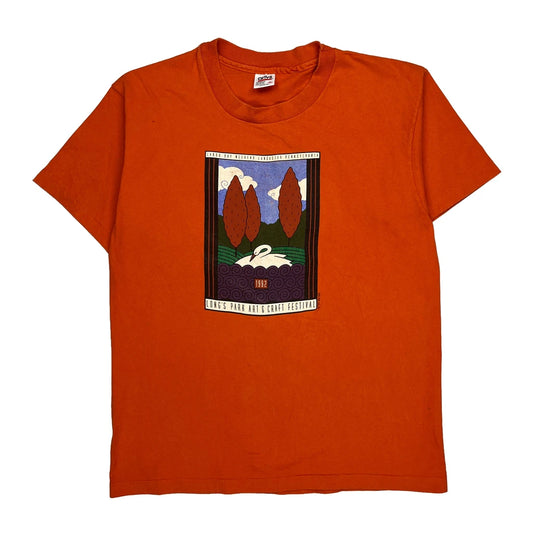 Anvil Single Stitch T-Shirt - XL Orange Cotton