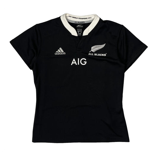 Vintage All Blacks Adidas Rugby Shirt - Medium Black Polyester
