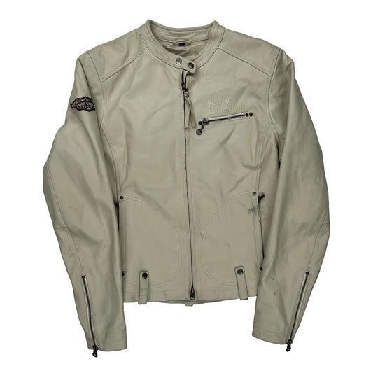 Motorcycles Harley Davidson Studded Leather Jacket - XL Cream Leather