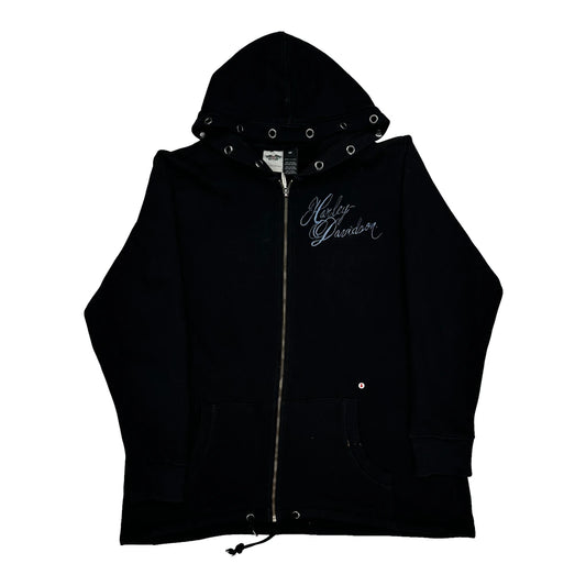 Vintage Motorcycle Harley Davidson Graphic Hoodie - XL Black Cotton Blend