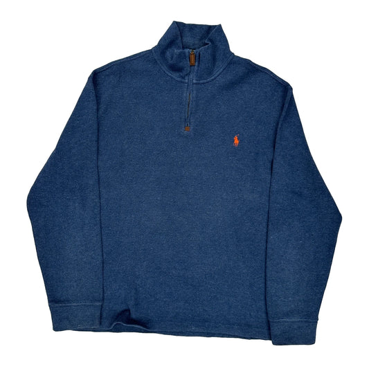 Polo By Ralph Lauren 1/4 Zip - Large Blue Cotton