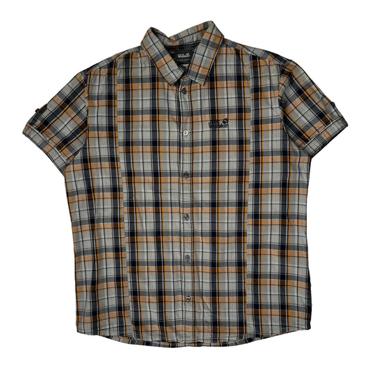 Jack Wolfskin Checked Short Sleeve Shirt - Large Multicoloured Cotton
