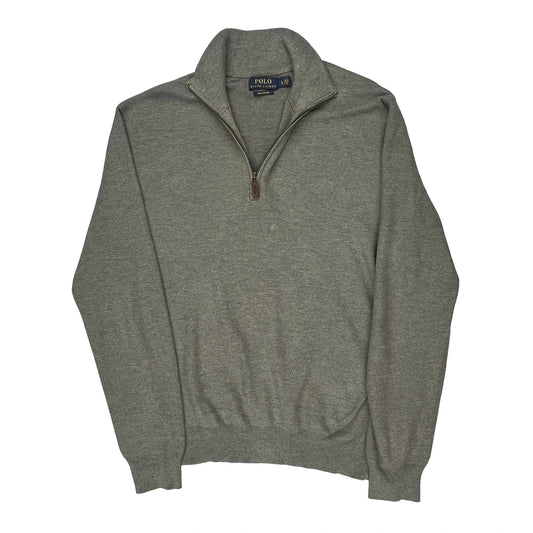 Polo By Ralph Lauren 1/4 Zip - Large Grey Cotton