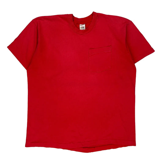 Blank Fruit Of The Loom Single Stitch T-Shirt - Large Red Cotton