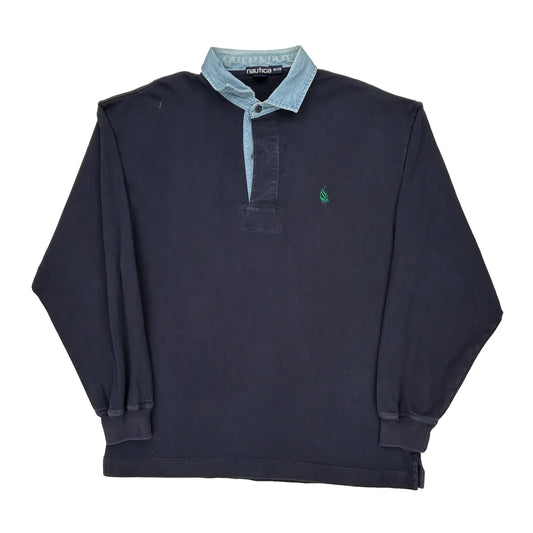 Nautica Rugby Shirt - XL Navy Cotton