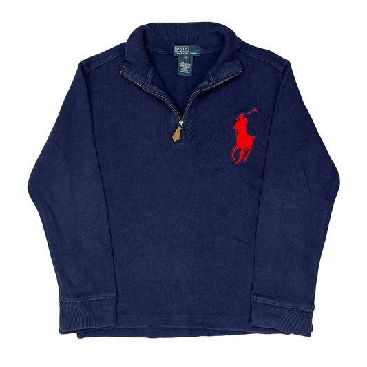 Age 7 Polo By Ralph Lauren 1/4 Zip - Small Navy Cotton