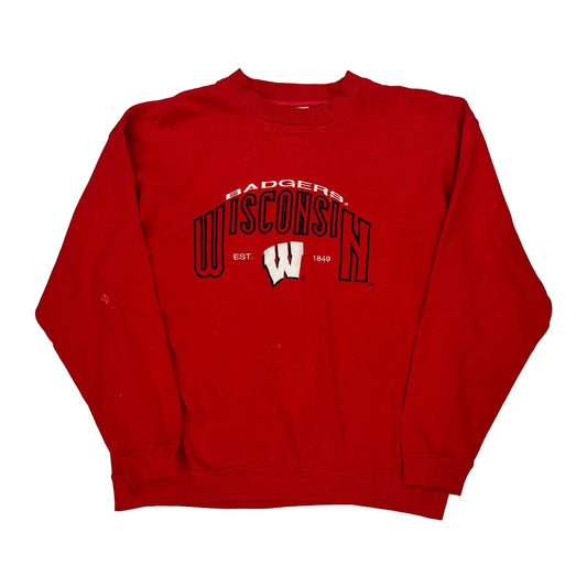 Wisconsin Badgers Lee Sport College Sweatshirt - Large Red Cotton