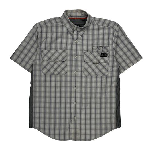 Vintage Harley Davidson Checked Short Sleeve Shirt - Small Grey Polyester