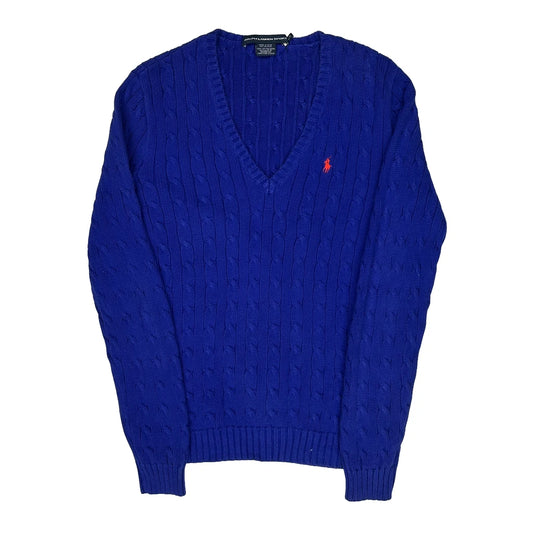 Ralph Lauren Sport Cable Knit Jumper - Large Blue Cotton