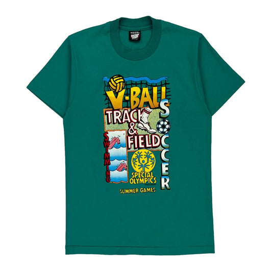 Screen Stars Graphic T-Shirt - Medium Green Cotton Blend