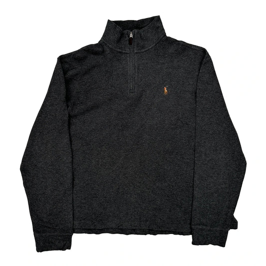 Estate Rib Polo By Ralph Lauren 1/4 Zip - Medium Grey Cotton