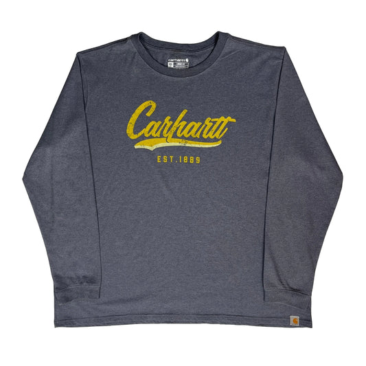 Carhartt Long Sleeve T-Shirt - 2XL Grey Cotton