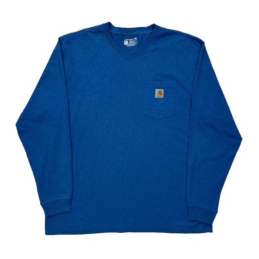 Carhartt Long Sleeve T-Shirt - XL Blue Cotton