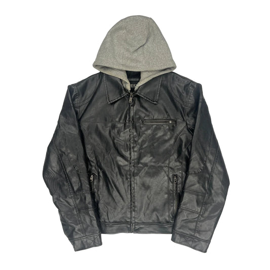 Vintage Guess Leather Jacket - Large Black Leather