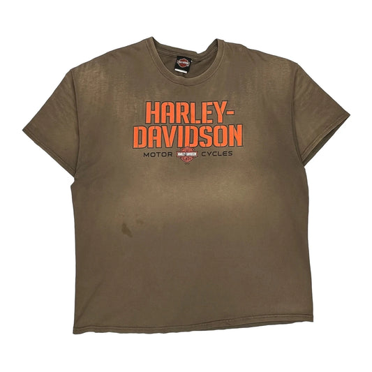 Motorcycles Harley Davidson Graphic T-Shirt - 2XL Brown Cotton