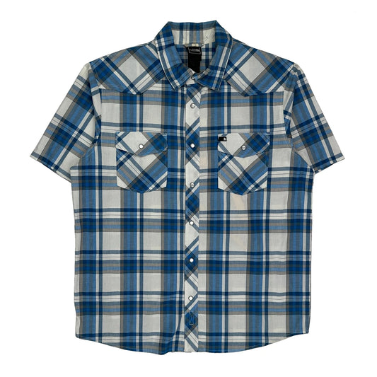 The North Face Checked Short Sleeve Shirt - Medium Blue Cotton