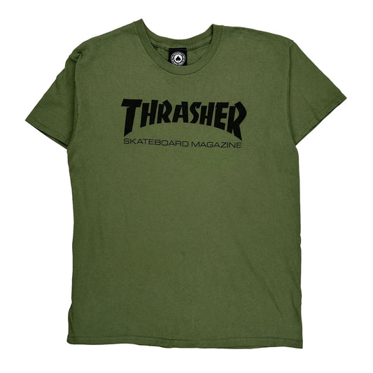 Thrasher Graphic T-Shirt - Large Green Cotton