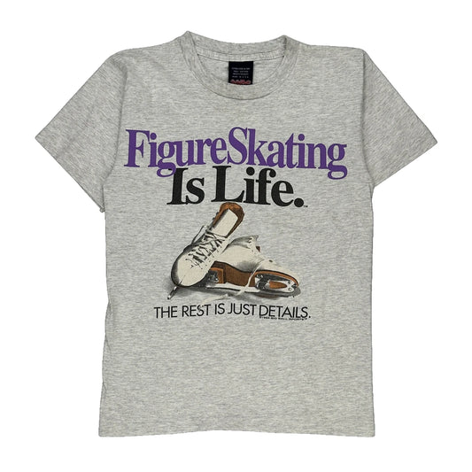 Single Stitch Big Ball Sports Graphic T-Shirt - Small Grey Cotton