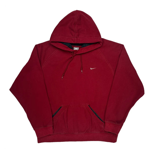 Vintage Nike Hoodie - Large Red Cotton