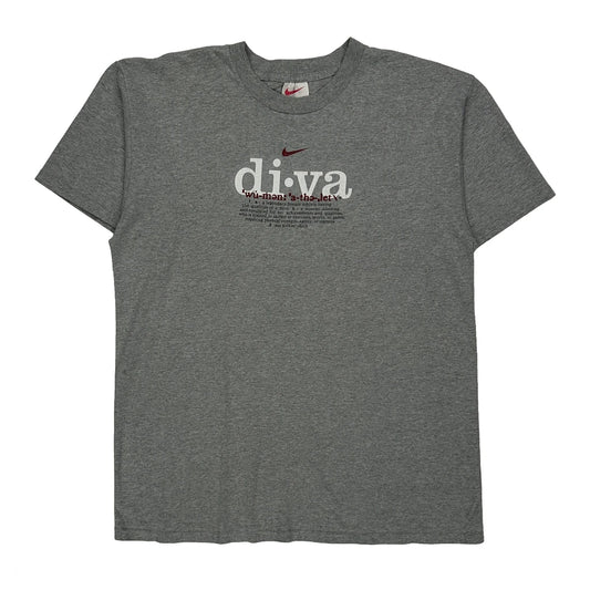 Just Do It Nike Diva Graphic T-Shirt - Medium Grey Cotton
