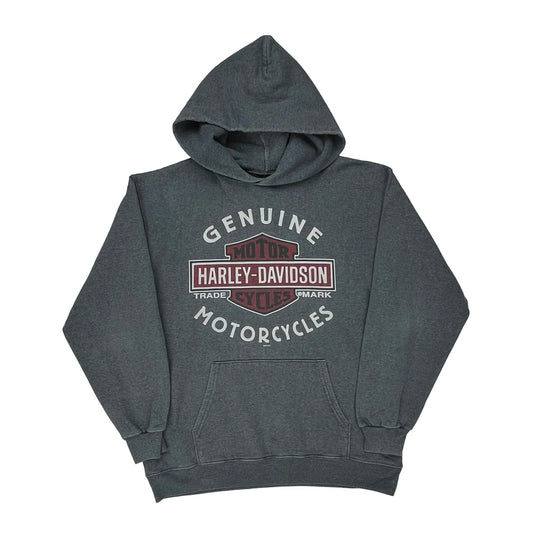 Genuine Motorcycles Harley Davidson Graphic Hoodie - Medium Grey Cotton Blend