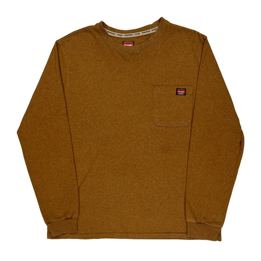 Workwear Wrangler Long Sleeve T-Shirt - Large Brown Cotton