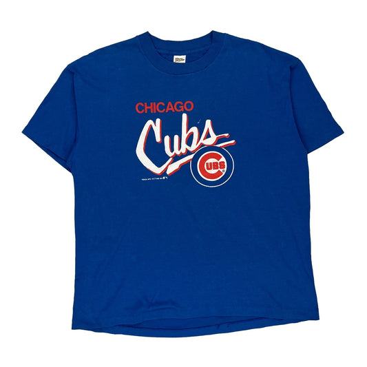Chicago Cubs Trench Single Stitch T-Shirt - 2XL Blue Polyester Blend