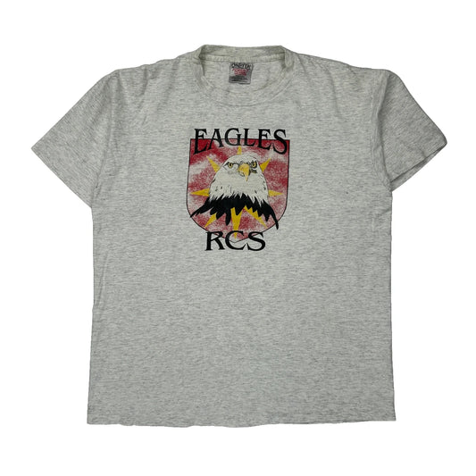 Oneita Single Stitch T-Shirt - Large Grey Cotton