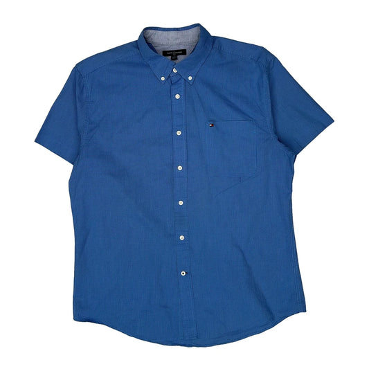 Vintage Tommy Hilfiger Short Sleeve Shirt - XL Blue Cotton