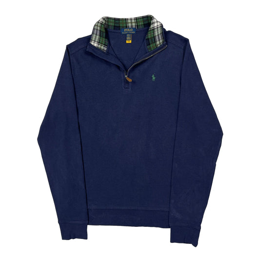 Age 18-20 Polo By Ralph Lauren Checked 1/4 Zip - XL Blue Cotton