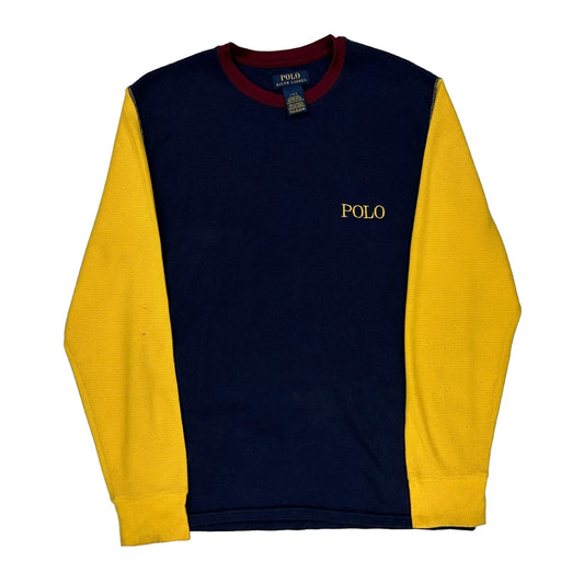 Polo By Ralph Lauren Long Sleeve T-Shirt - Large Navy Cotton Blend
