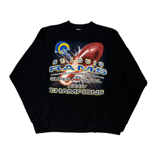 St. Louis Rams Logo Athletics Nfl Sweatshirt - XL Black Cotton Blend
