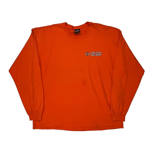Crystal River Florida Harley Davidson Long Sleeve T-Shirt - 2XL Orange Cotton