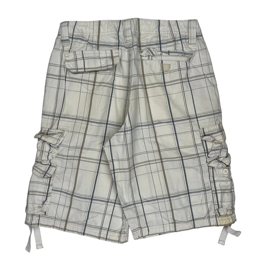 Vintage Lee Checked Cargo Shorts - 30W 11L Beige Cotton