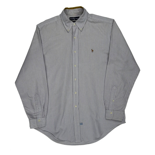 Ralph Lauren Striped Shirt - Large Blue Cotton