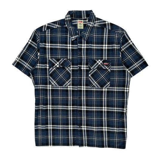 Dickies Checked Short Sleeve Shirt - 2XL Blue Cotton