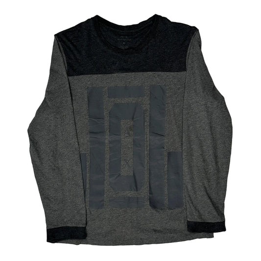 Armani Exchange Graphic Long Sleeve T-Shirt - Medium Grey Cotton Blend