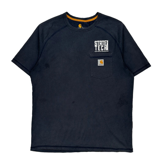 Carhartt Graphic T-Shirt - Large Navy Cotton Blend