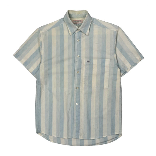 Made In USA Guess Striped Short Sleeve Shirt - Small Blue Cotton