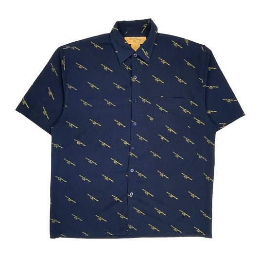Yellow Rat Bastard Aop Short Sleeve Shirt - XL Navy Polyester