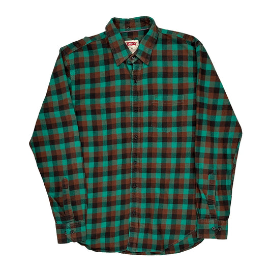 Levis Checked Flannel Shirt - XL Brown Cotton