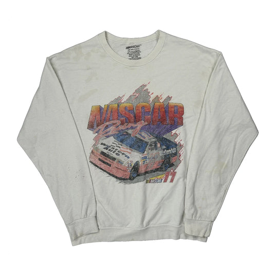 Racing Car Graphic Nascar Sweatshirt - XL White Cotton Blend