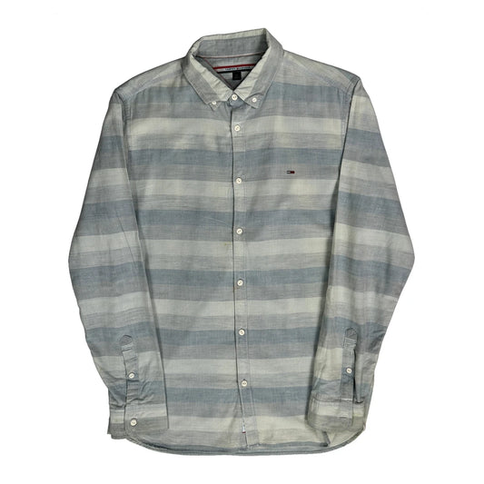 Tommy Hilfiger Striped Shirt - Large Grey Cotton